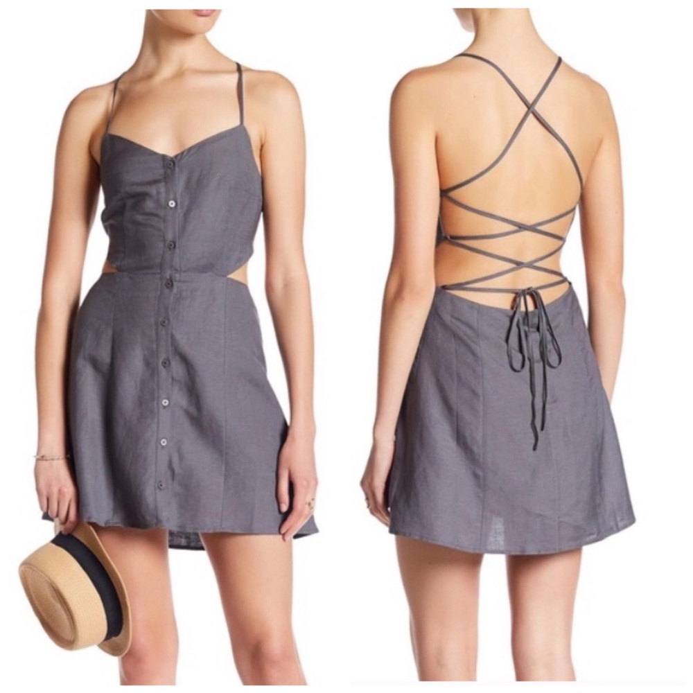 Dolce Vita Linen Lace Up Skater Dress
